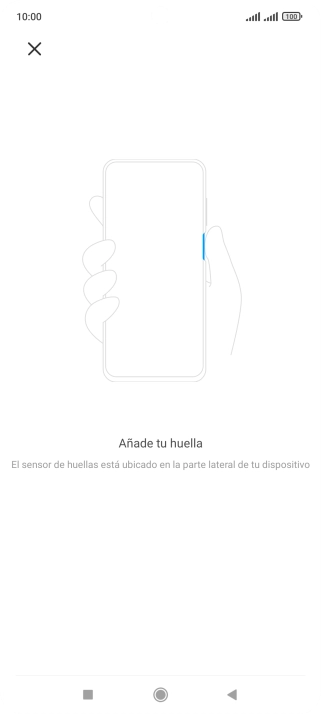 Sigue las indicaciones de la pantalla para crear una huella digital como código de seguridad.