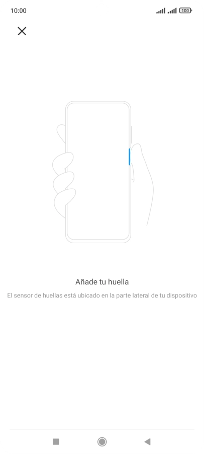 Sigue las indicaciones de la pantalla para crear una huella digital como código de seguridad.
