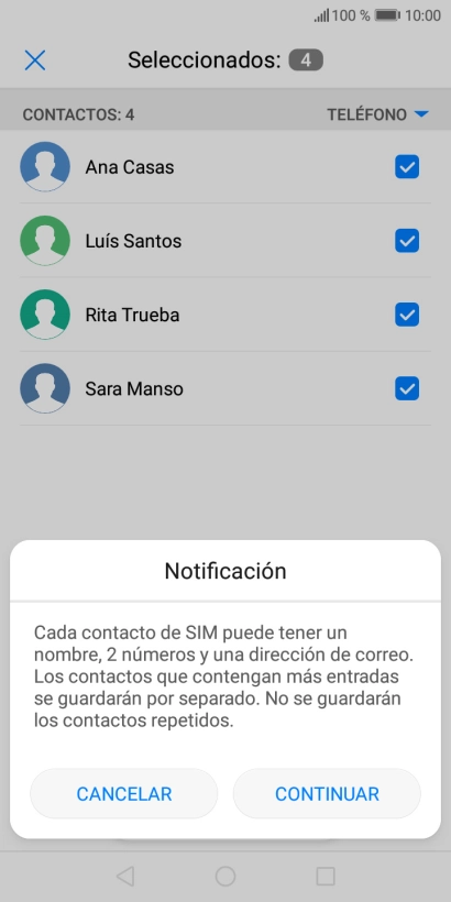 Pulsa CONTINUAR.