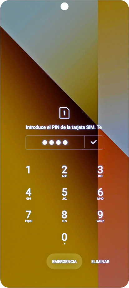 Si es necesario desbloquear la tarjeta SIM, introduce el código PIN y pulsa el icono de aceptar.