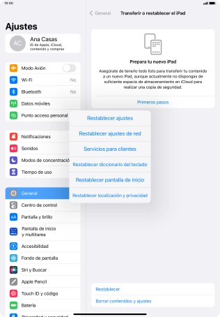 Pulsa Restablecer ajustes.