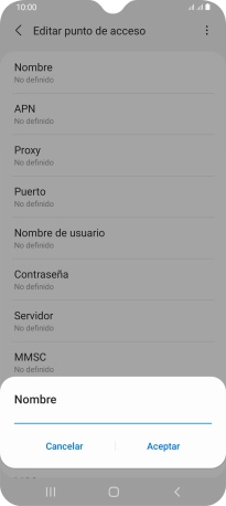 Introduce Vodafone Internet y pulsa Aceptar.