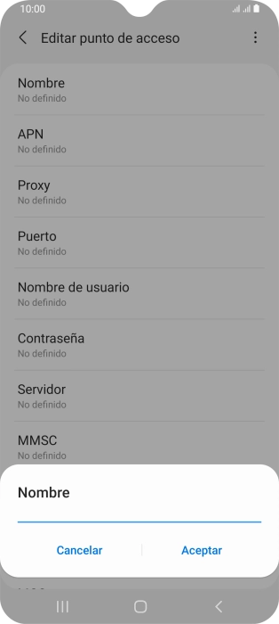 Introduce Vodafone Internet y pulsa Aceptar.