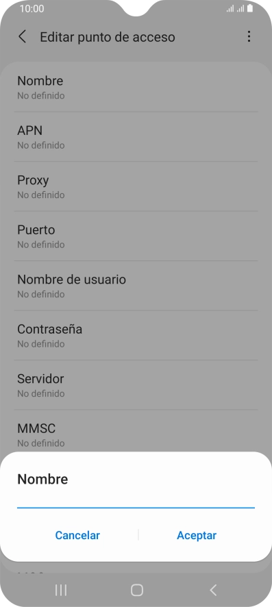 Introduce Vodafone Internet y pulsa Aceptar.
