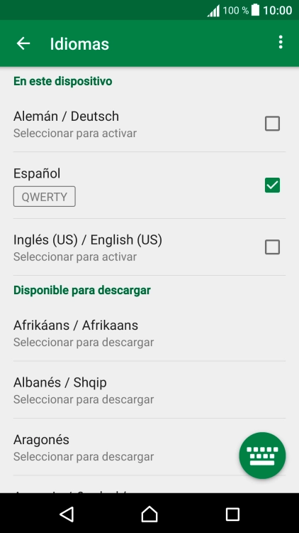 Mantén pulsado el idioma deseado hasta que aparezca un menú emergente en la pantalla.