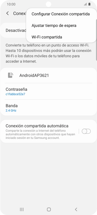 Pulsa Configurar Conexión compartida.