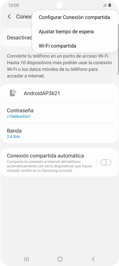Pulsa Configurar Conexión compartida.