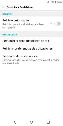 Pulsa Restaurar datos de fábrica.