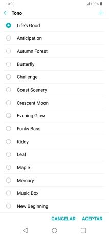 Pulsa el icono de añadir timbre de llamada y busca el timbre de llamada que quieras usar.