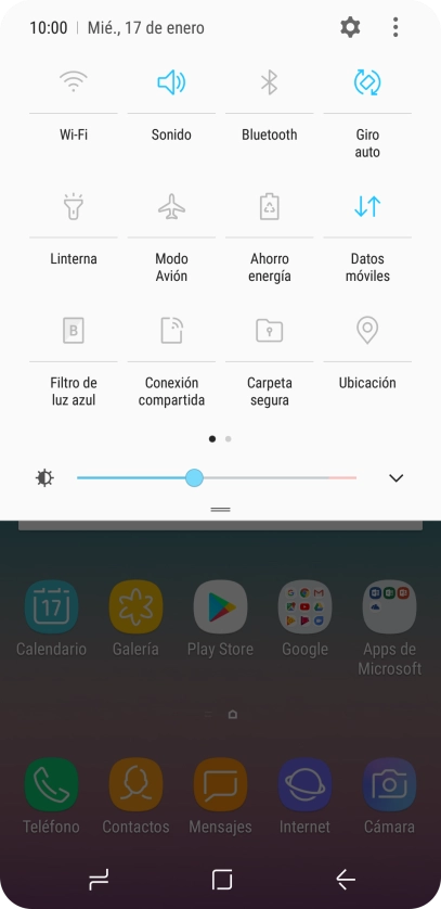 Pulsa el icono de datos móviles para activar o desactivar la función.