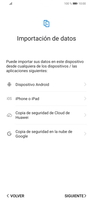 Puedes transferir el contenido de otro teléfono cuando activas tu teléfono por primera vez y cuando lo has restablecido. Cuando aparezca en la pantalla del teléfono esta imagen, ya está listo para la transmisión del contenido del otro teléfono.