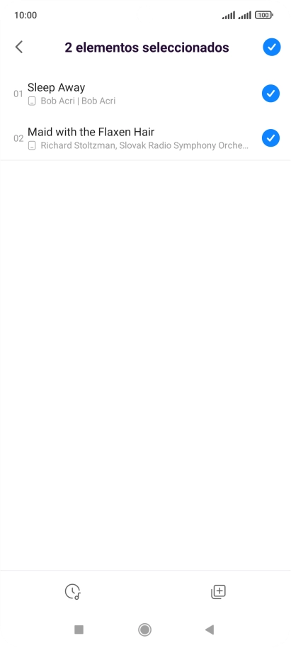 Pulsa los archivos de música deseados para seleccionarlos.