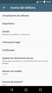 Pulsa Actualización de software. Si hay una versión de software nueva disponible, aparecerá ahora en la pantalla. 
Sigue las indicaciones de la pantalla para actualizar el software del teléfono.