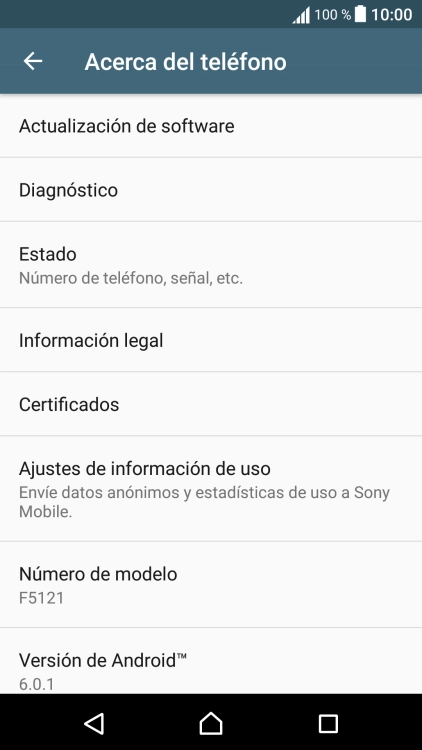 Pulsa Actualización de software. Si hay una versión de software nueva disponible, aparecerá ahora en la pantalla. 
Sigue las indicaciones de la pantalla para actualizar el software del teléfono.