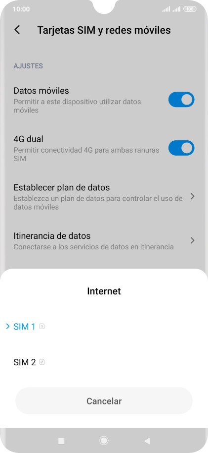 Pulsa la tarjeta SIM deseada.