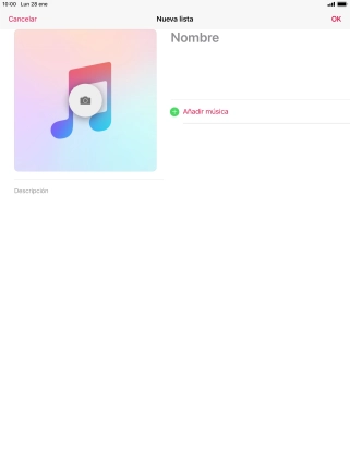 Pulsa en el campo de escritura e introduce el nombre de la lista de reproducción.