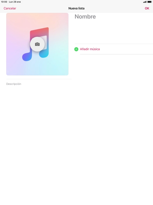 Pulsa en el campo de escritura e introduce el nombre de la lista de reproducción.