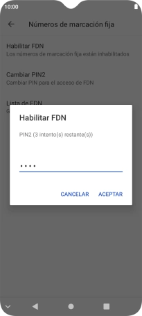 Introduce el código PIN2 y pulsa ACEPTAR.