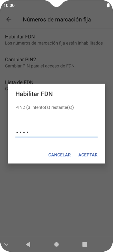 Introduce el código PIN2 y pulsa ACEPTAR.