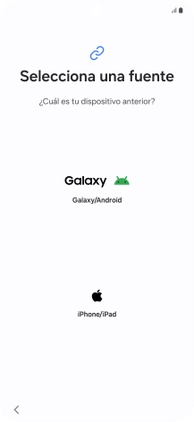 Pulsa el ajuste deseado y sigue las instrucciones de la pantalla para transferir el contenido del otro teléfono.