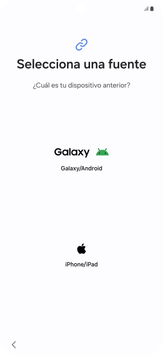Pulsa el ajuste deseado y sigue las instrucciones de la pantalla para transferir el contenido del otro teléfono.