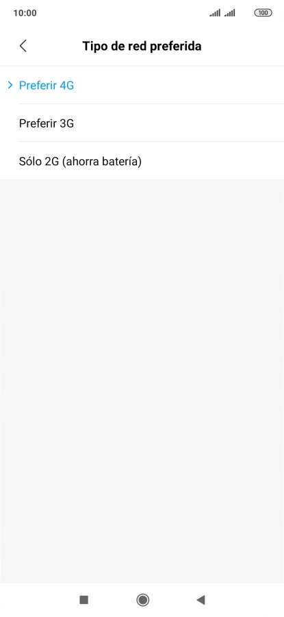 Pulsa el tipo de red deseado.