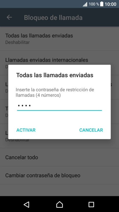Introduce tu contraseña de restricciones y pulsa ACTIVAR.