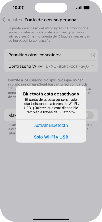 Si la función de wifi está activada, pulsa Solo Wi-Fi y USB.