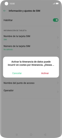 Si activas la función, pulsa Activar.