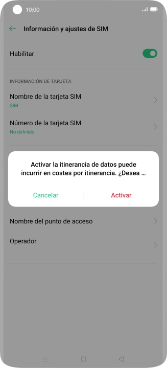 Si activas la función, pulsa Activar.