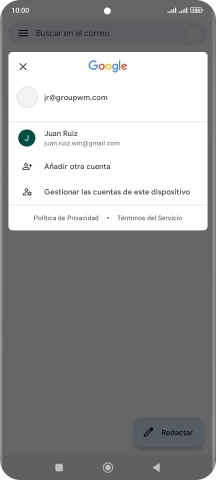 Pulsa la cuenta de correo electrónico deseada.