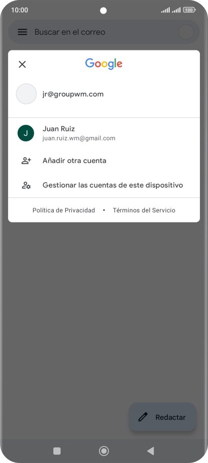 Pulsa la cuenta de correo electrónico deseada.