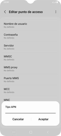 Introduce default y pulsa Aceptar.