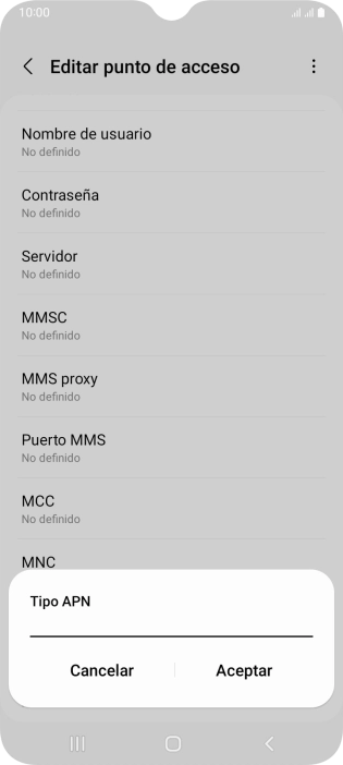 Introduce default y pulsa Aceptar.