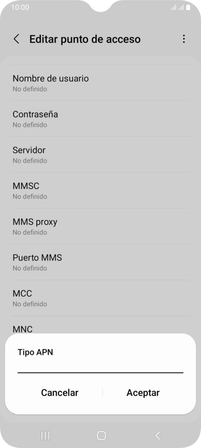 Introduce default y pulsa Aceptar.