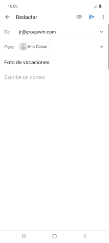 Pulsa en el campo de escritura  y escribe el texto del correo electrónico.