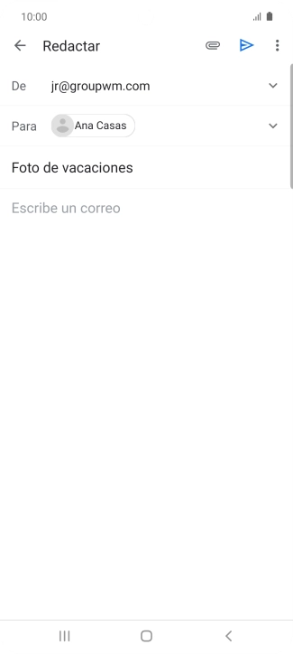 Pulsa en el campo de escritura  y escribe el texto del correo electrónico.