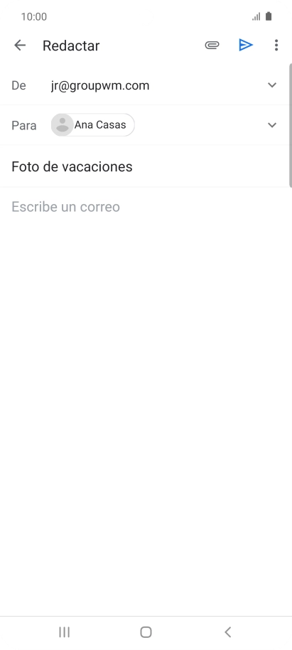 Pulsa en el campo de escritura  y escribe el texto del correo electrónico.