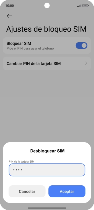 Introduce tu código PIN y pulsa Aceptar.