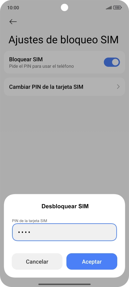 Introduce tu código PIN y pulsa Aceptar.