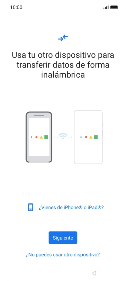 Sigue las indicaciones de la pantalla para transferir contenido desde otro teléfono.