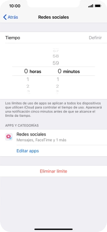 Configura el límite de tiempo deseado para el uso de la categoría seleccionada.