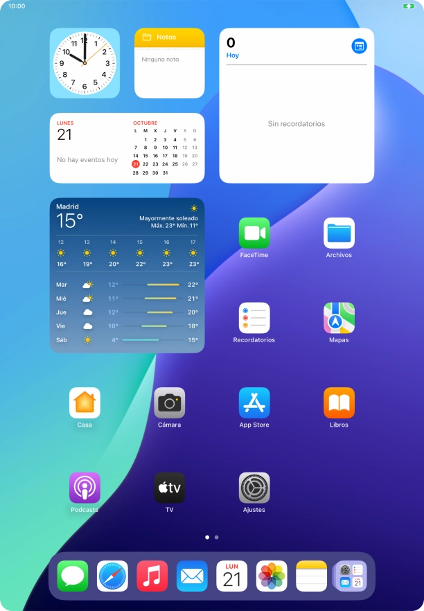 Cuando el icono de carga de batería aparece en la pantalla, la tablet se está cargando.