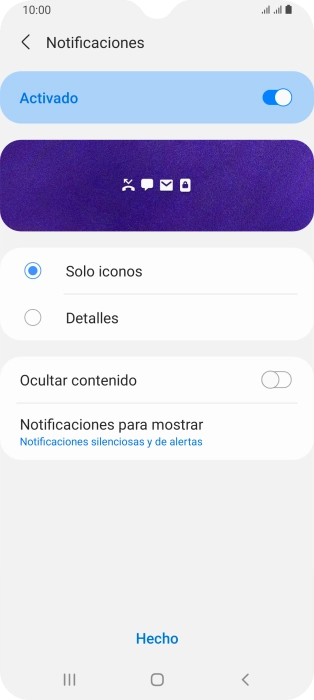 Pulsa los ajustes deseados para activarlos o desactivarlos.