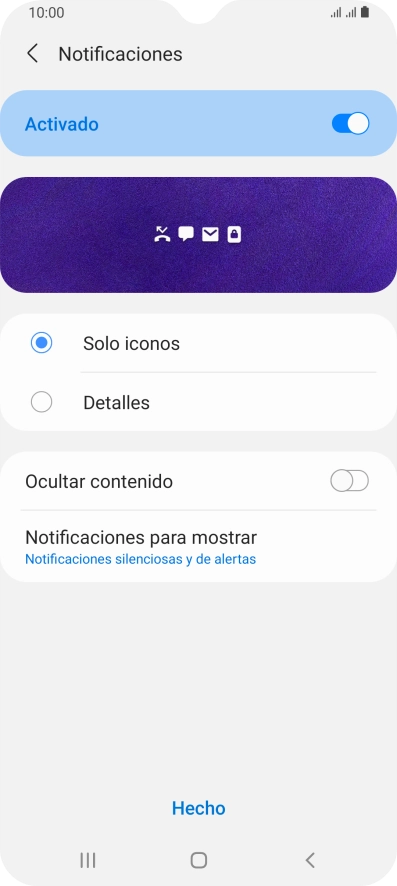 Pulsa los ajustes deseados para activarlos o desactivarlos.