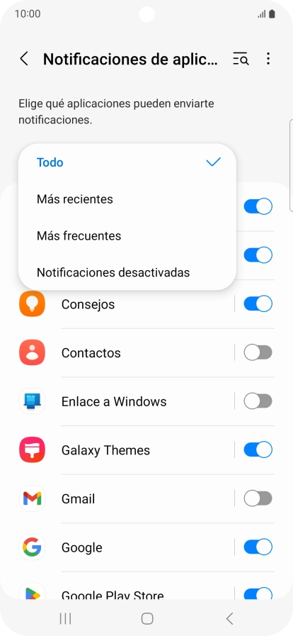 Pulsa el ajuste deseado.