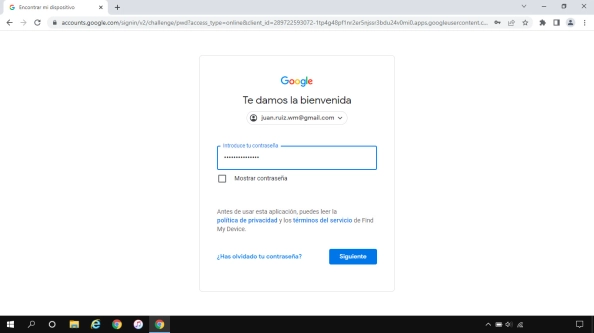 Sigue la indicaciones de la pantalla para iniciar sesión en tu cuenta de Google.