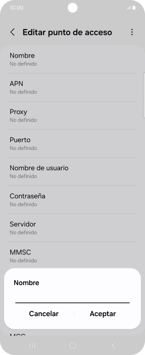 Introduce Vodafone Internet y pulsa Aceptar.