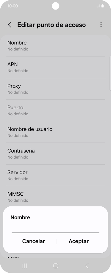 Introduce Vodafone Internet y pulsa Aceptar.