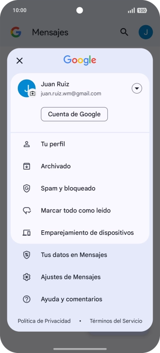 Pulsa Ajustes de Mensajes.